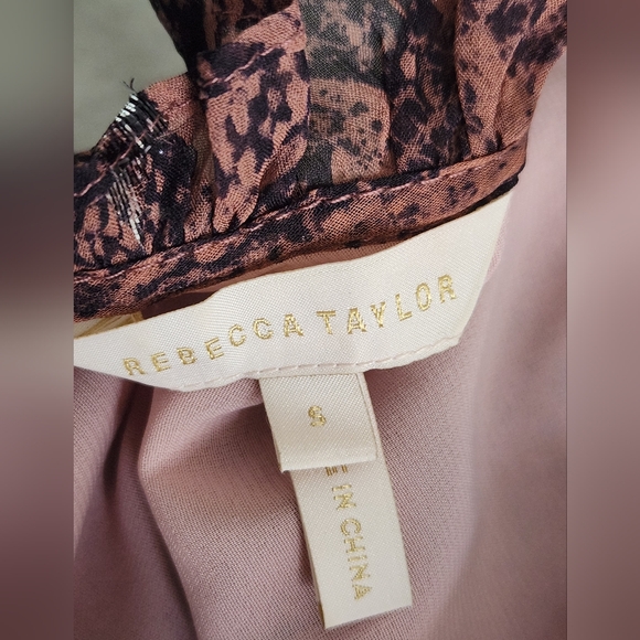 Rebecca Taylor Silk Dress Snake Print Smocked Size Small - Picture 3 of 11